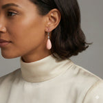 14k White Gold Pink Coral and Diamond Drop Earrings - Jay Feder Jewelers