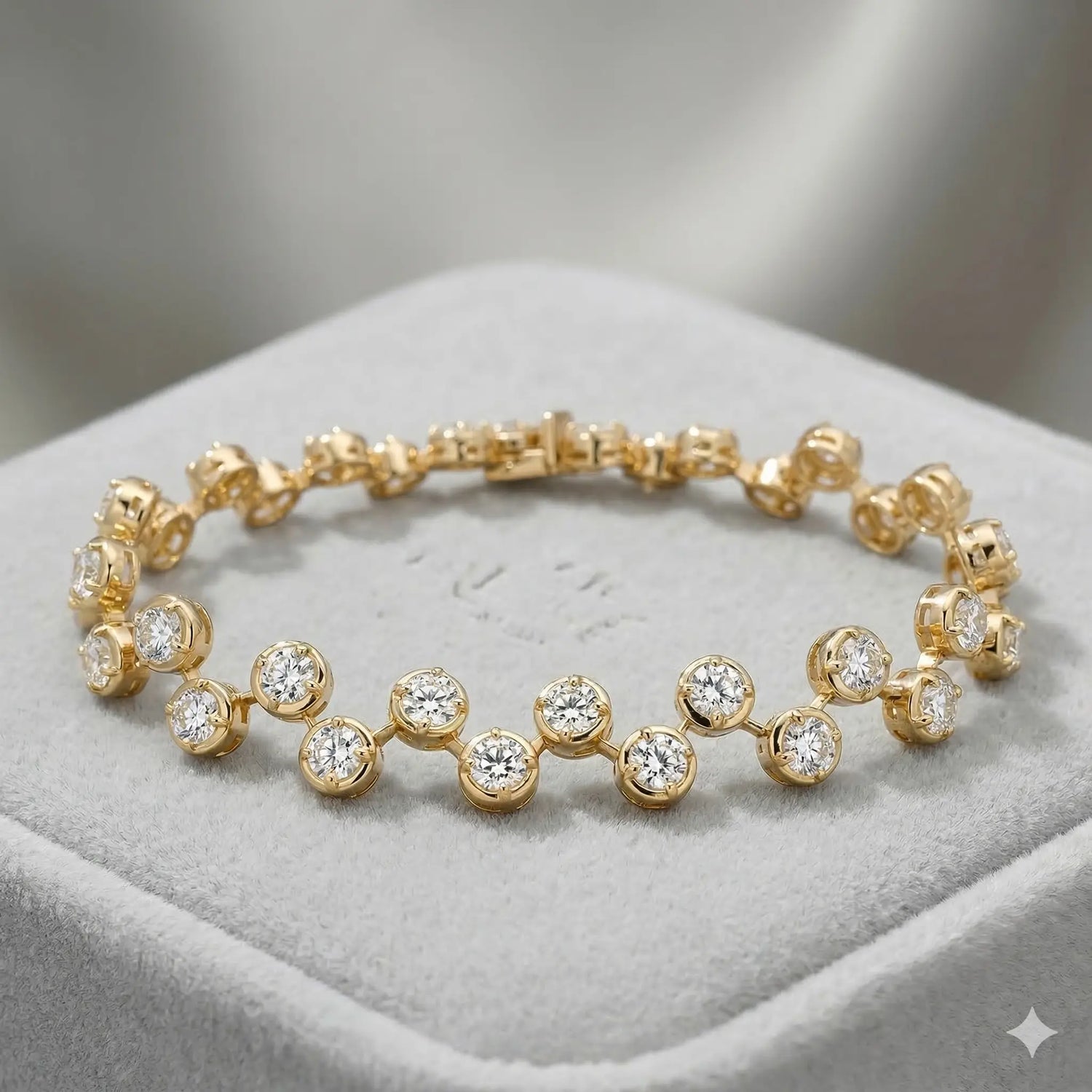 14K Yellow Gold Bezel Set Diamond Bracelet 9.01CT