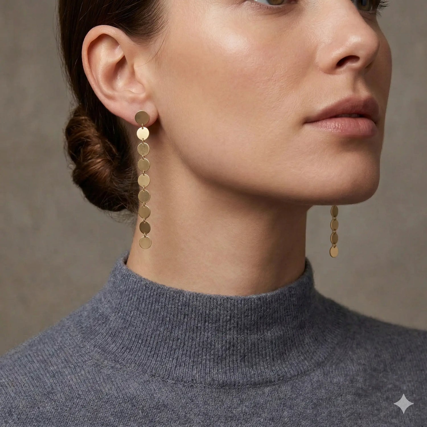 14k Yellow Gold Disc Dangle Earrings