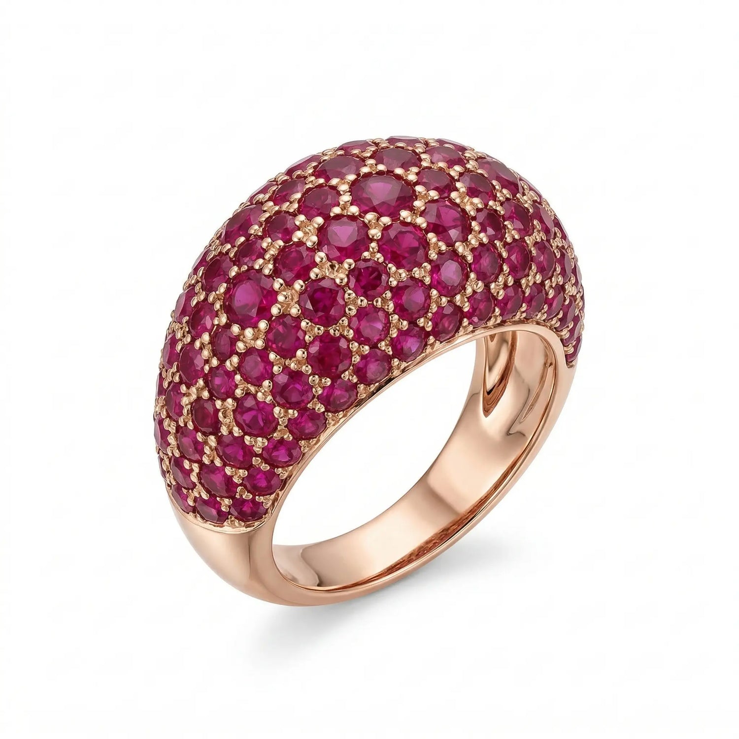 18K Rose Gold Ruby Pave Dome Ring