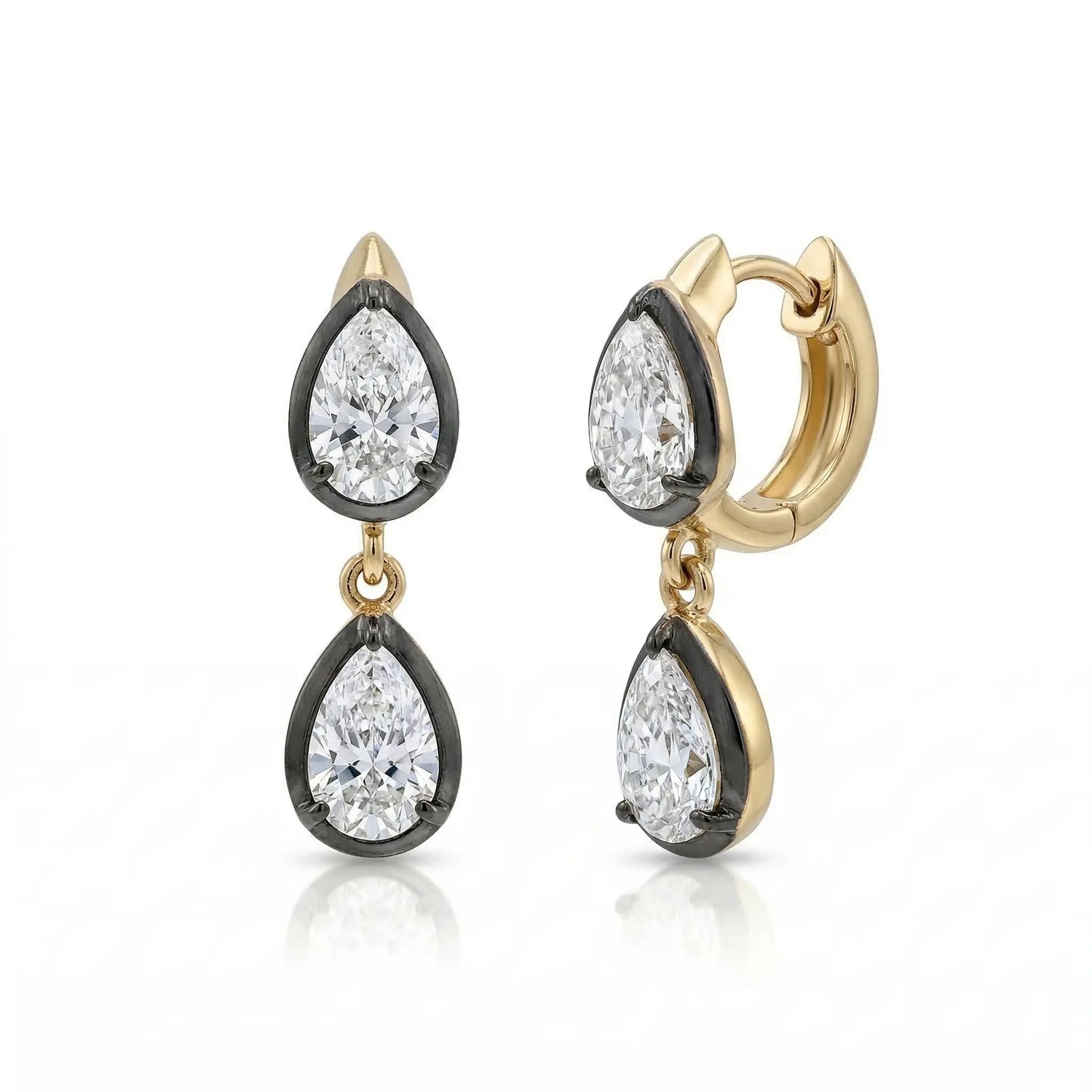 14K Yellow Gold Lab Diamond Pear Drop Earrings 3.29CT