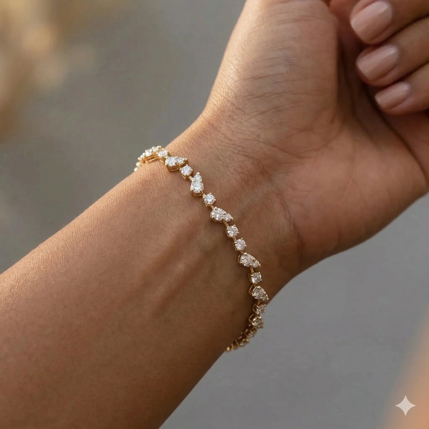 14K Yellow Gold Diamond Illusion Tennis Bracelet