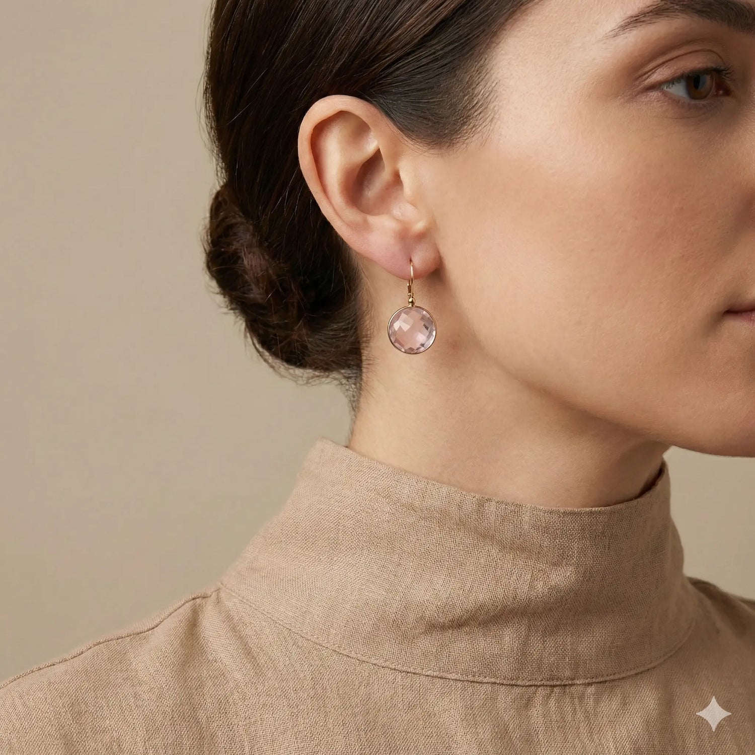 14k Yellow Gold Purple Gemstone Dangle Earrings