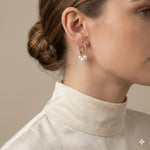 14k Yellow Gold Diamond Pearl Huggie Earrings - Jay Feder Jewelers