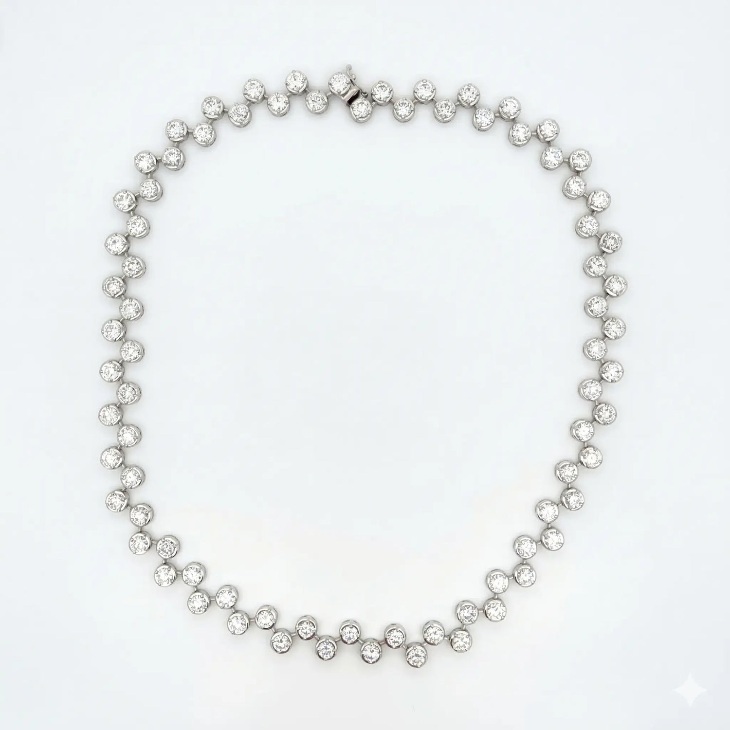 14K White Gold Bezel Set Diamond Tennis Necklace 20.01CT