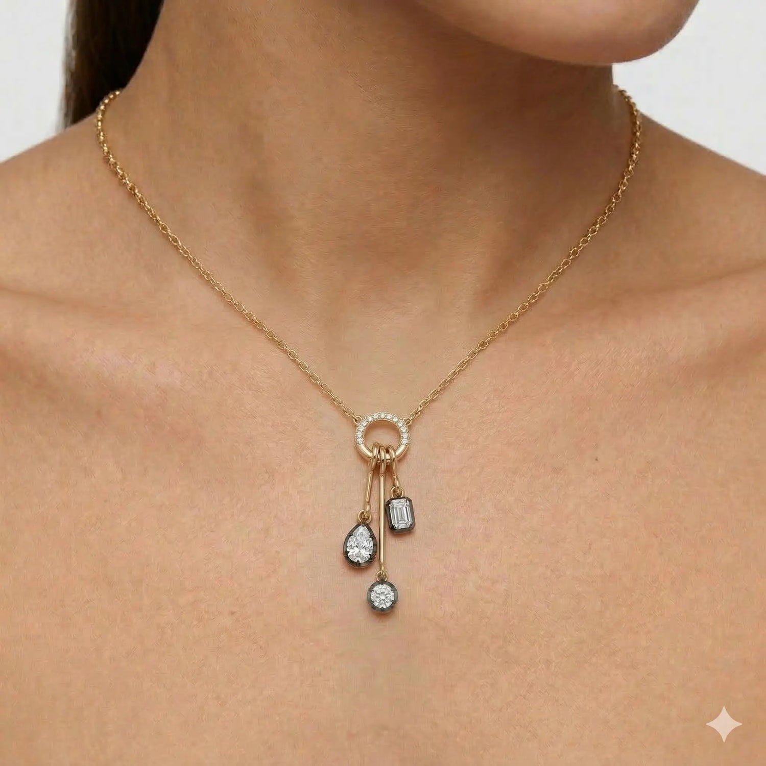 14K Yellow Gold Lab Diamond Drop Pendant Necklace 2.49CT