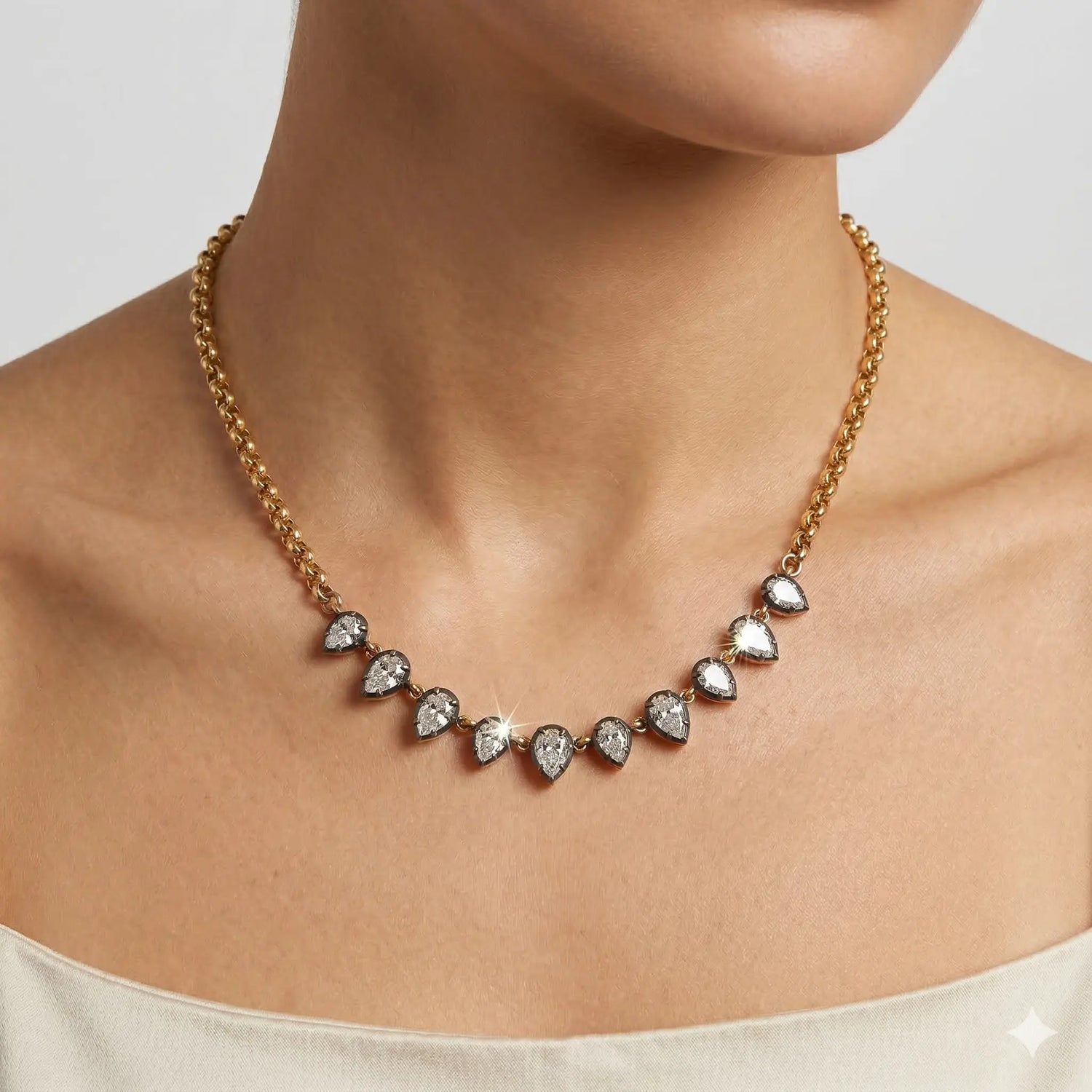 14K Yellow Gold Lab Diamond Pear Necklace 6.00CT