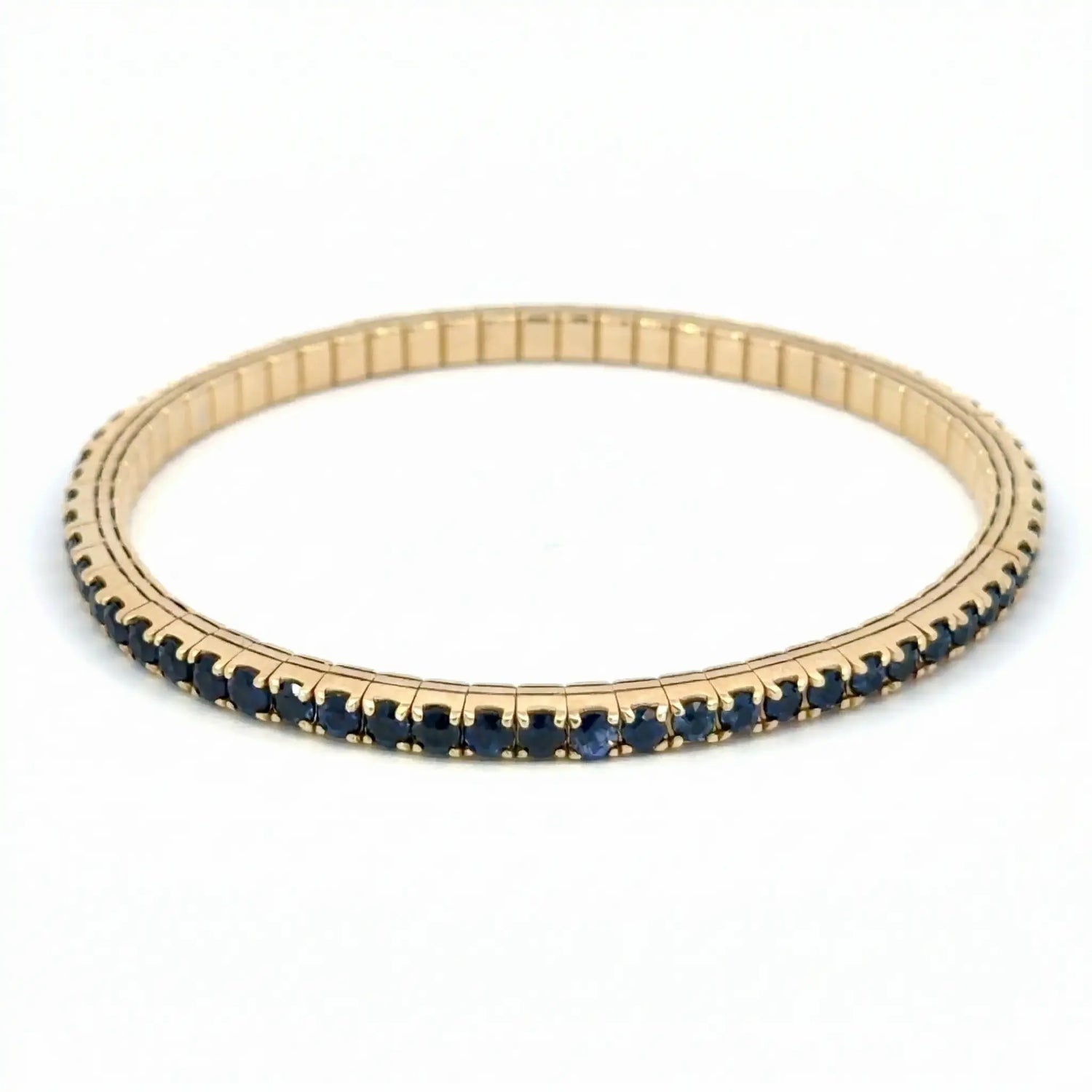 14K Yellow Gold Blue Sapphire Stretch Tennis Bracelet