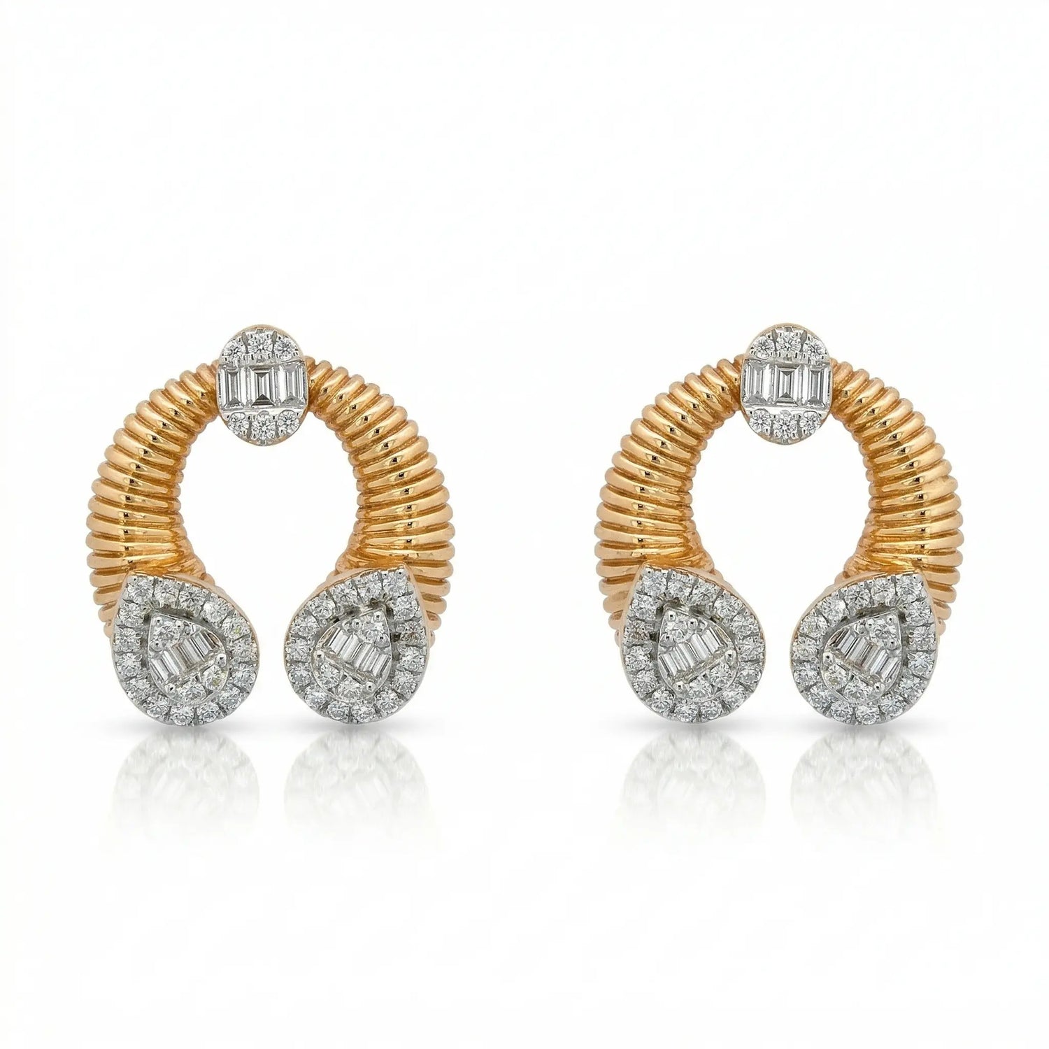 18K Yellow Gold Invisible Set Diamond Drop Earrings