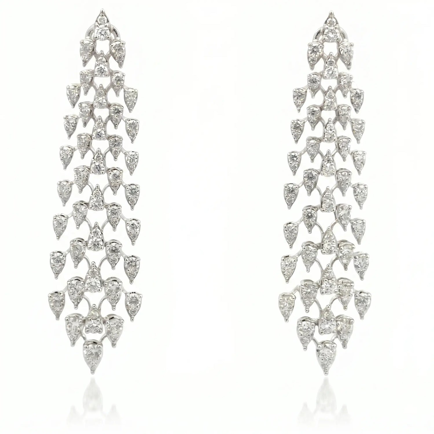 18K White Gold Pear-Shaped Diamond Drop Dangle Earrings – 4.08ctw