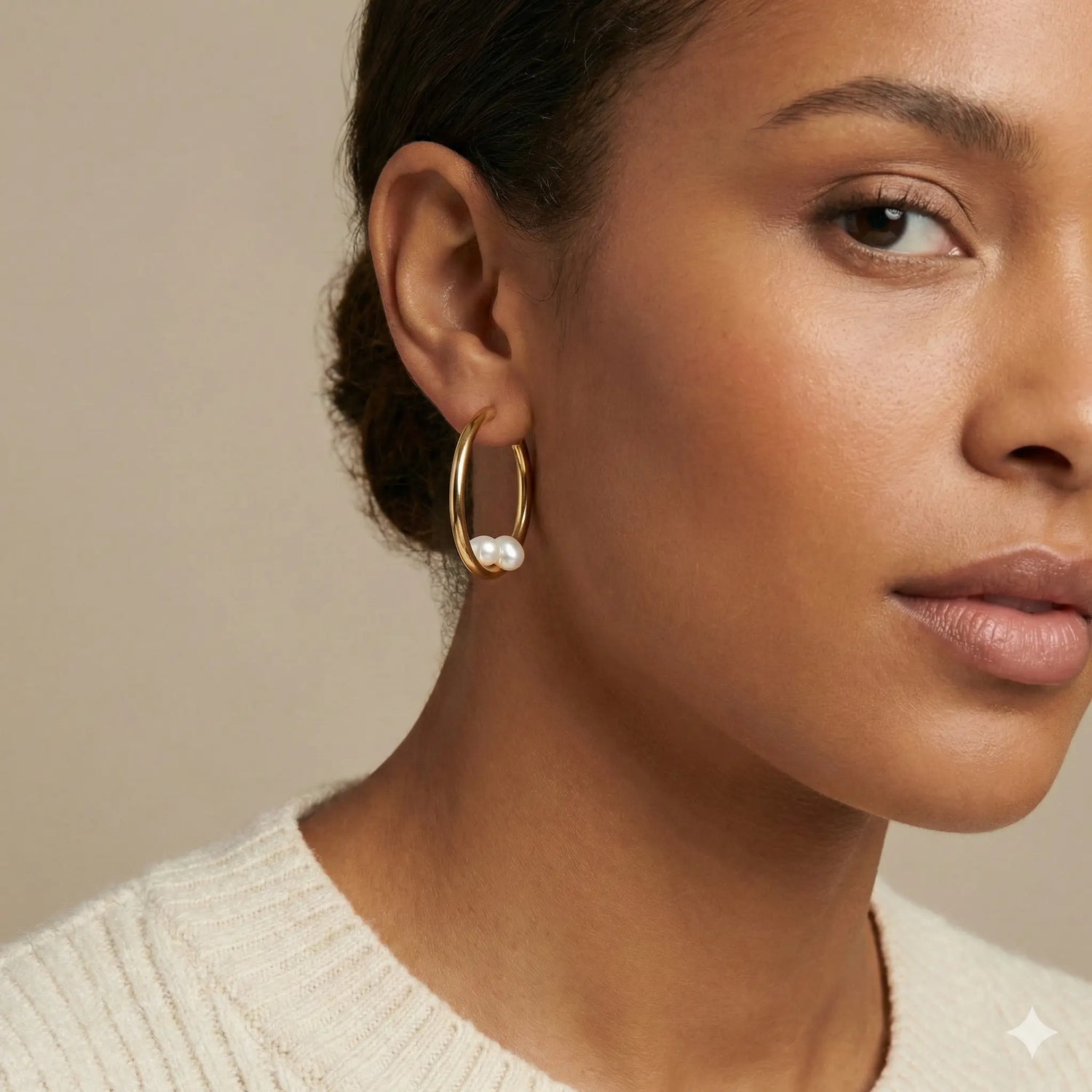 14k Yellow Gold Three Pearl Hoop Earrings - Jay Feder Jewelers