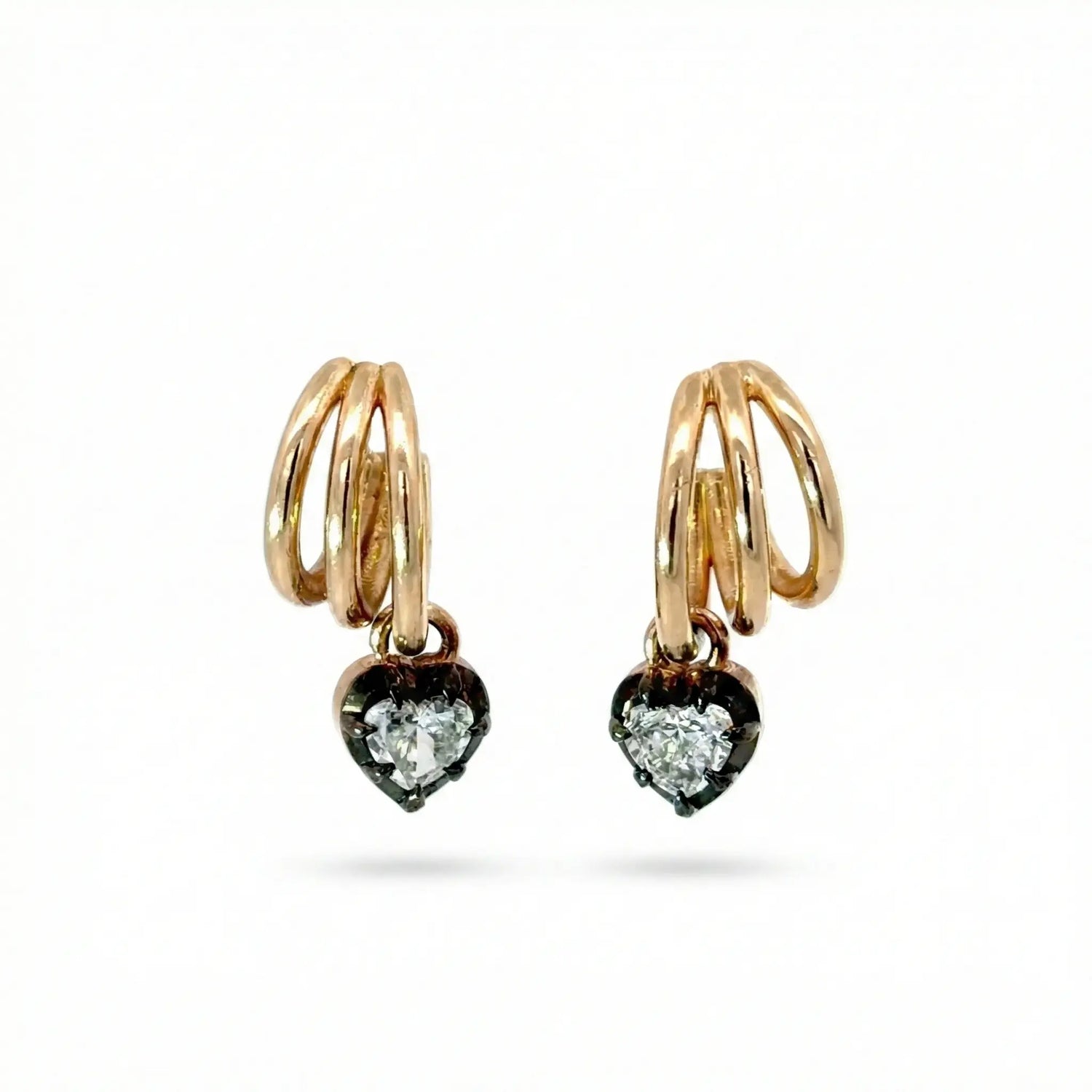 14K Yellow Gold Lab Diamond Heart Huggie Earrings – 1.50 CTW
