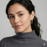 14k White Gold Garnet and Diamond Milgrain Drop Earrings - Jay Feder Jewelers