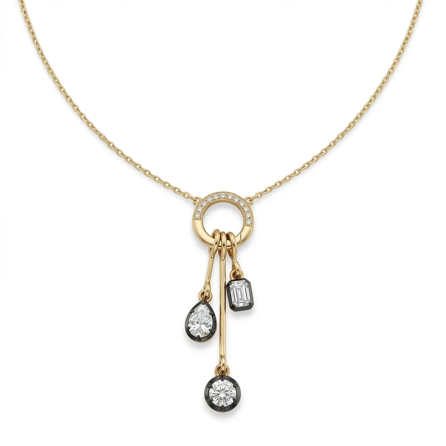 14K Yellow Gold Lab Diamond Drop Pendant Necklace 2.49CT