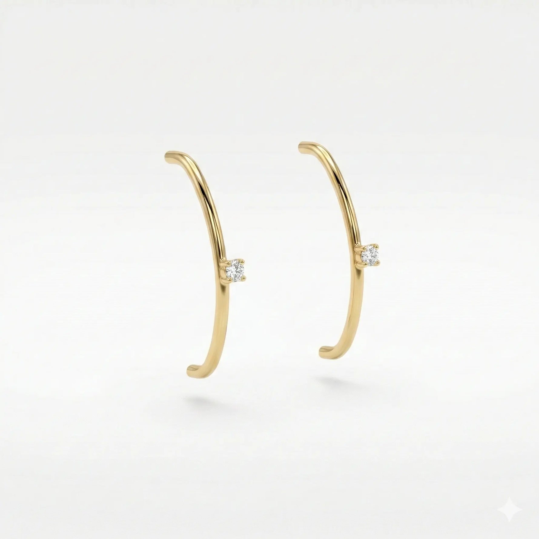 14k Yellow Gold Diamond Cartilage Stud Earrings - Jay Feder Jewelers