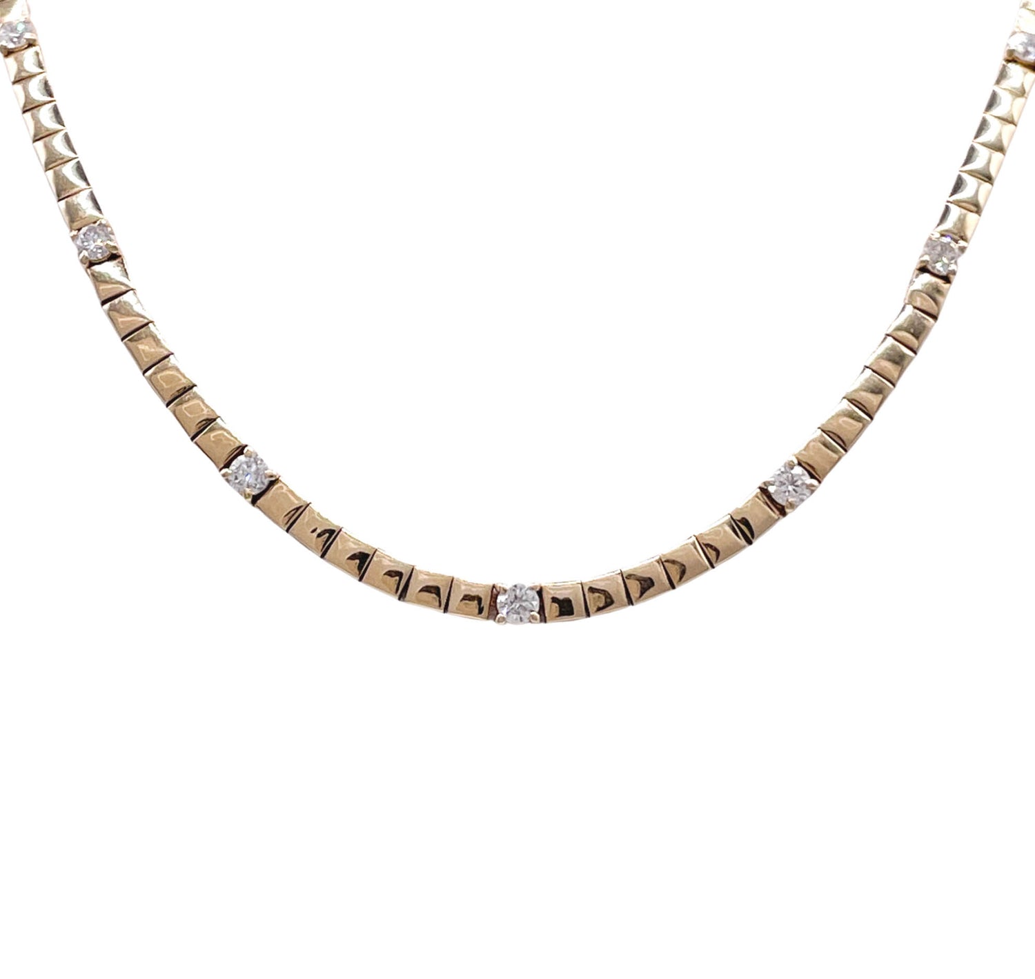 JAY FEDER 14K YELLOW GOLD DIAMOND STATION NECKLACE