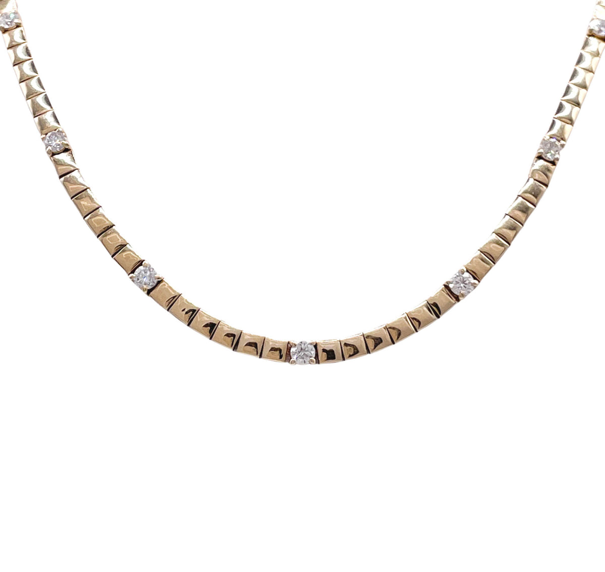 JAY FEDER 14K YELLOW GOLD DIAMOND STATION NECKLACE