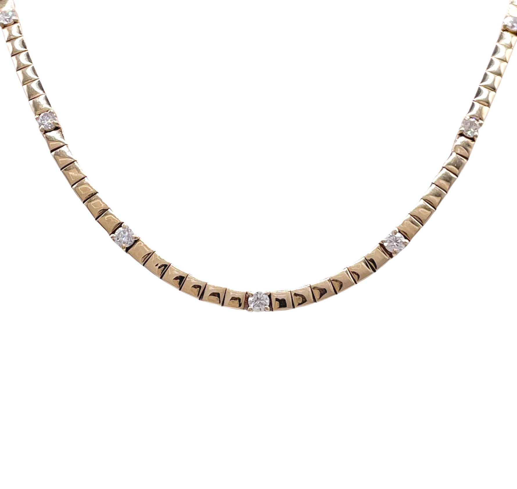 JAY FEDER 14K YELLOW GOLD DIAMOND STATION NECKLACE