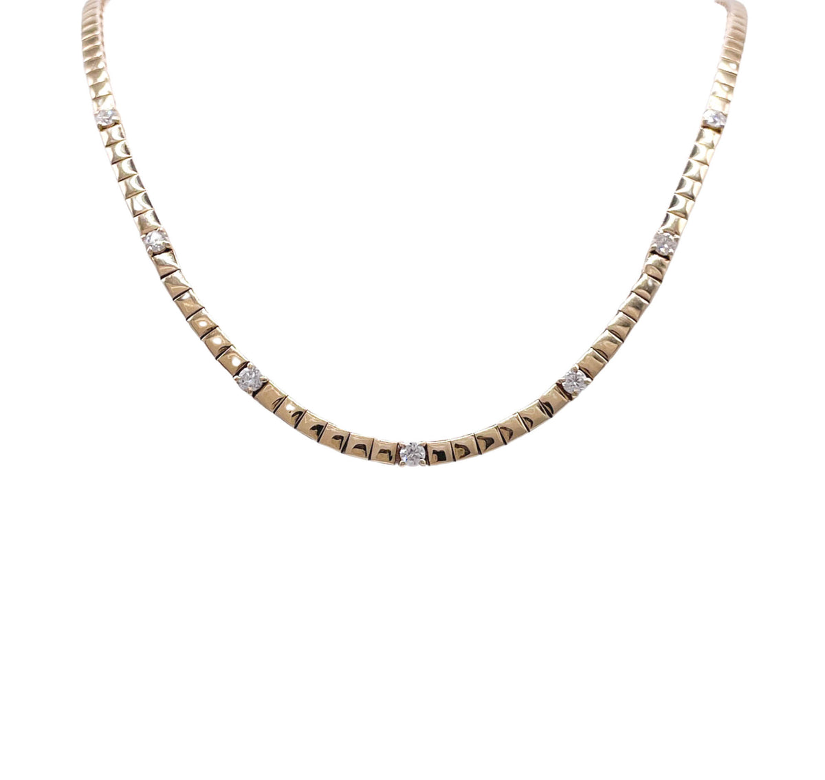 JAY FEDER 14K YELLOW GOLD DIAMOND STATION NECKLACE