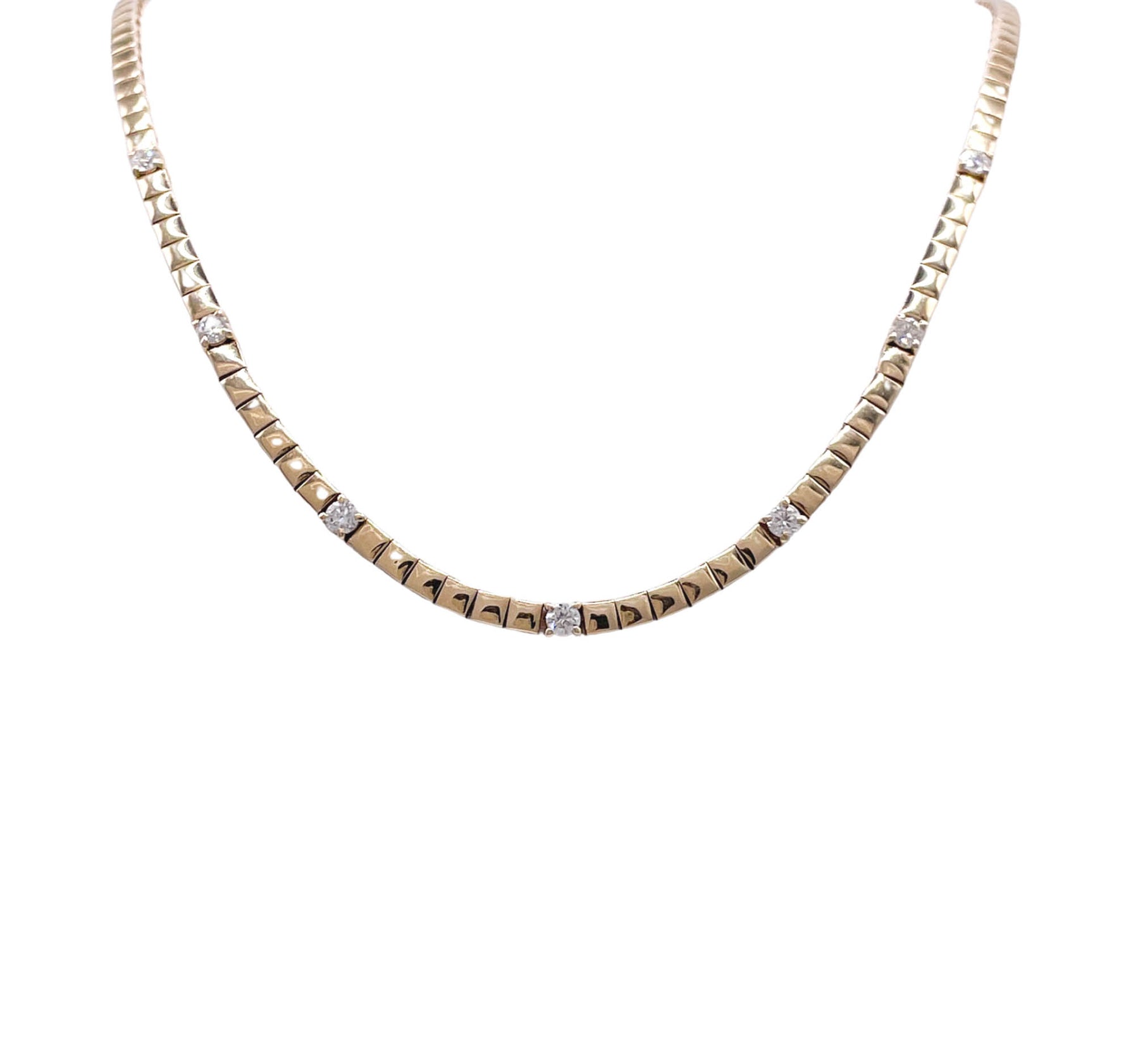 JAY FEDER 14K YELLOW GOLD DIAMOND STATION NECKLACE