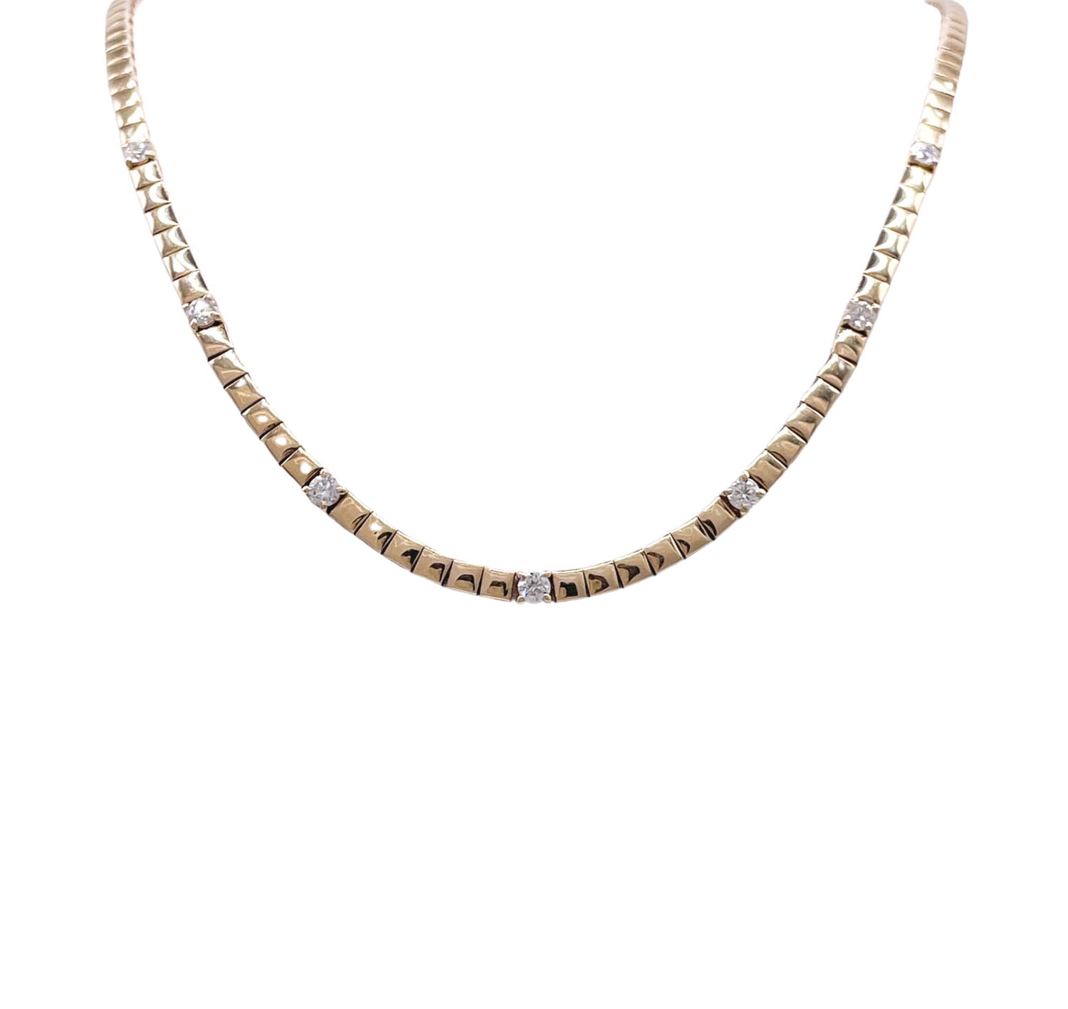 JAY FEDER 14K YELLOW GOLD DIAMOND STATION NECKLACE