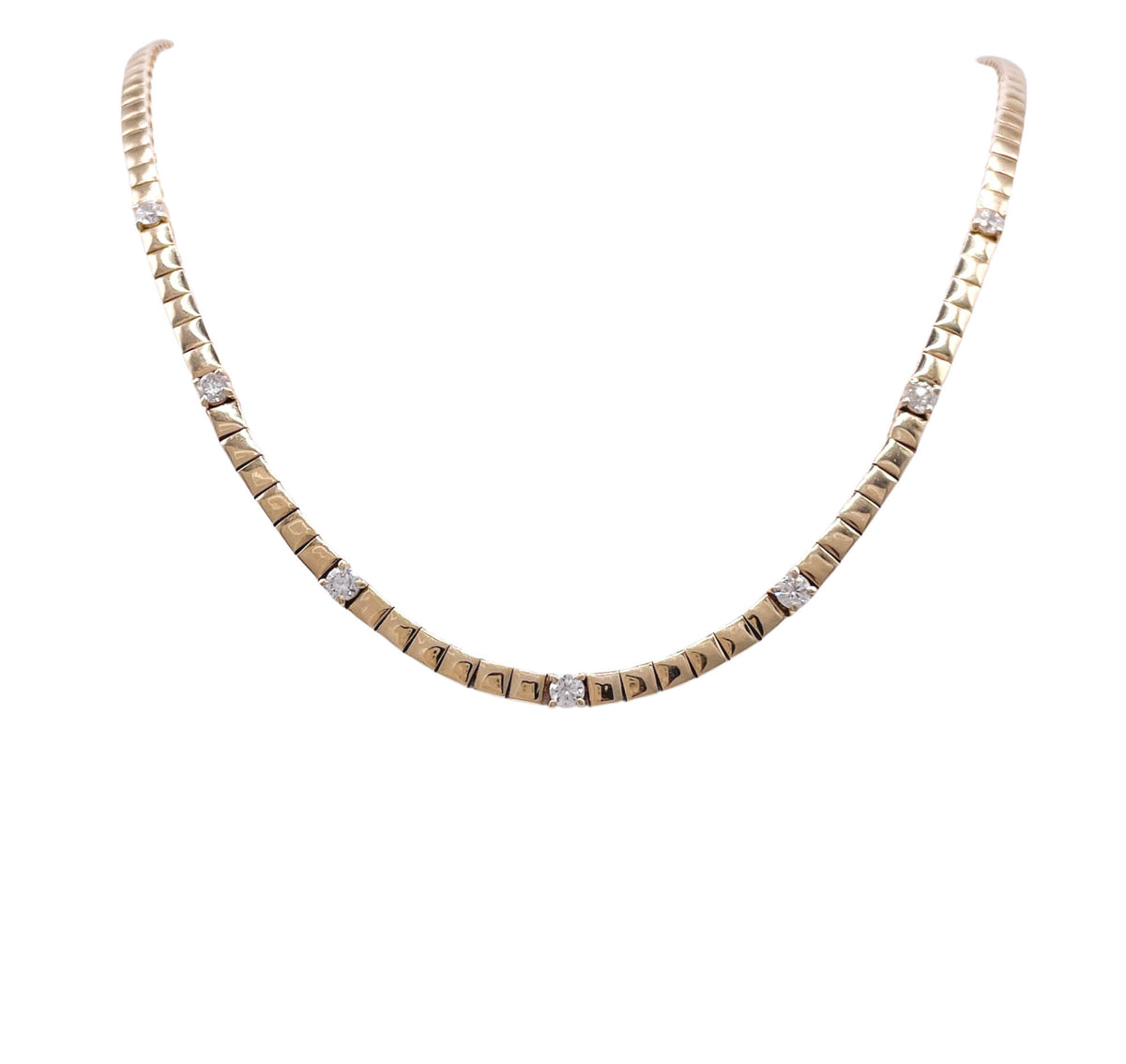 JAY FEDER 14K YELLOW GOLD DIAMOND STATION NECKLACE