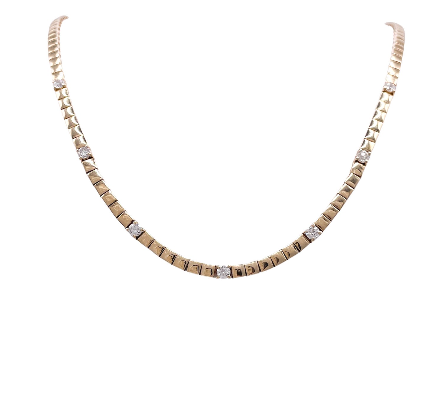 JAY FEDER 14K YELLOW GOLD DIAMOND STATION NECKLACE