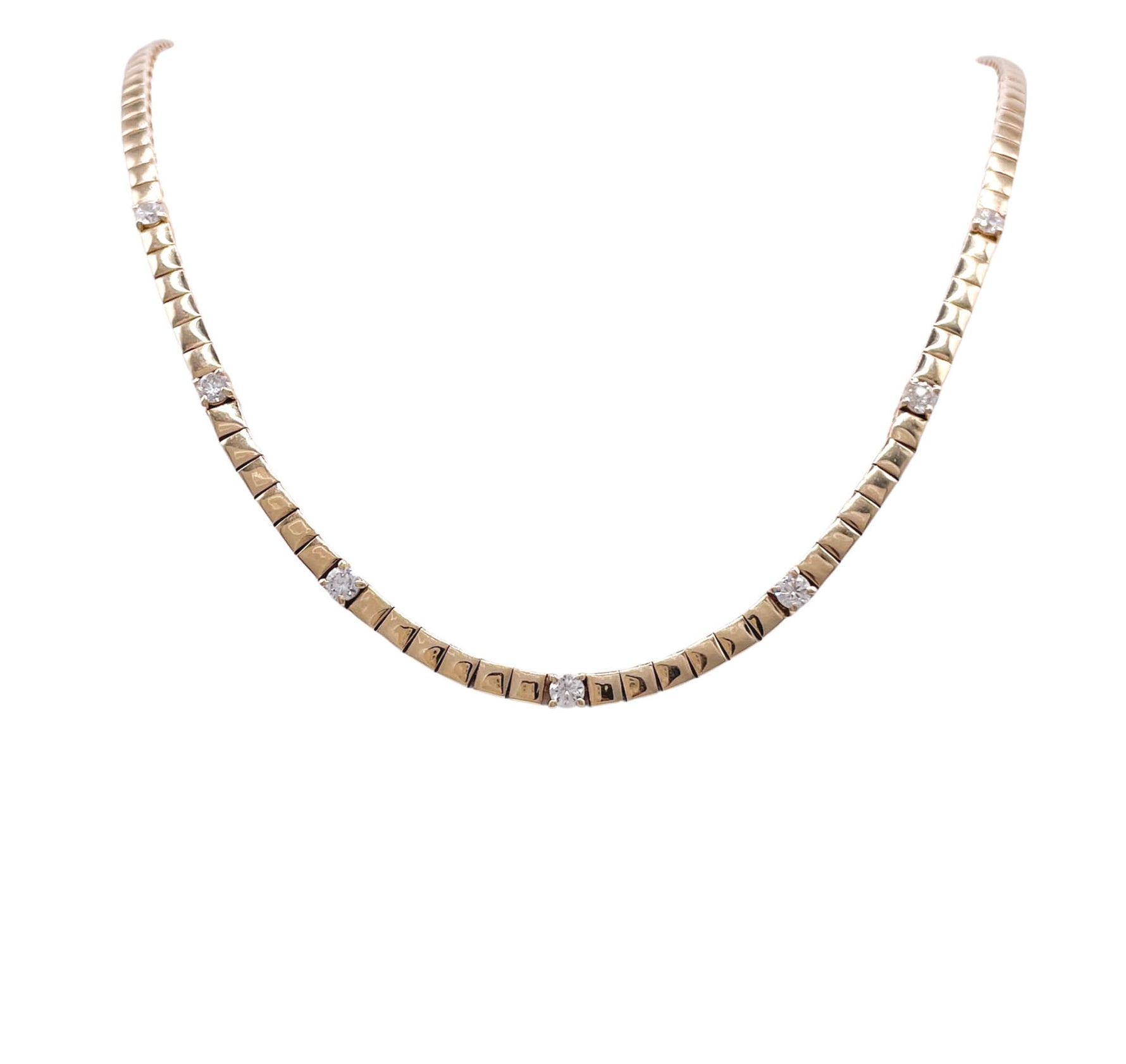 JAY FEDER 14K YELLOW GOLD DIAMOND STATION NECKLACE