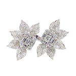JAY FEDER 18K WHITE GOLD DIAMOND CLUSTER DOUBLE FLOWER OPEN RING 
