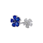 Jay Feder 18k White Gold Diamond Sapphire Flower Cluster Crossover Ring
