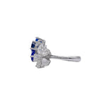 Jay Feder 18k White Gold Diamond Sapphire Flower Cluster Crossover Ring