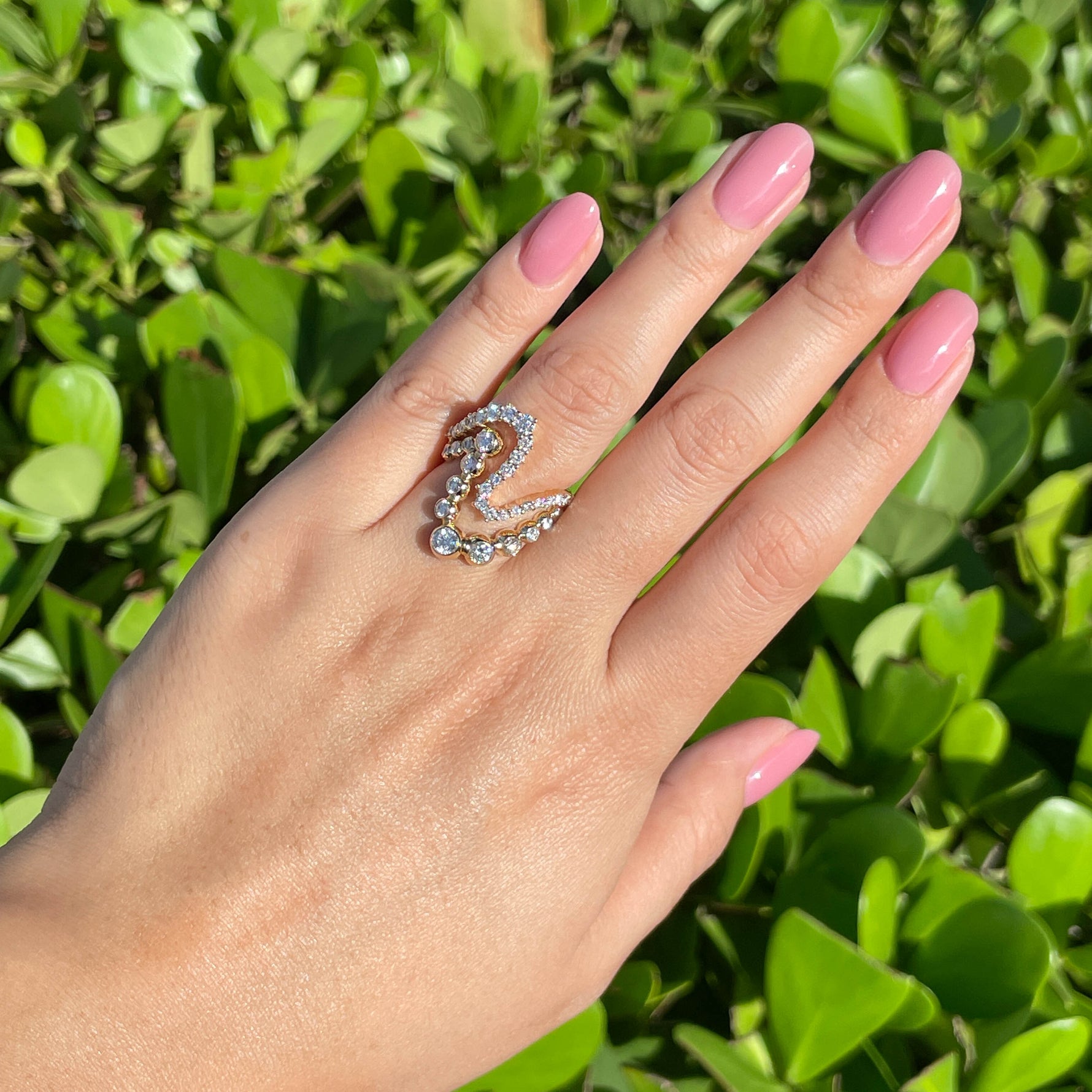 Jay Feder 14k Yellow Gold Diamond Bezel ZigZag Ring