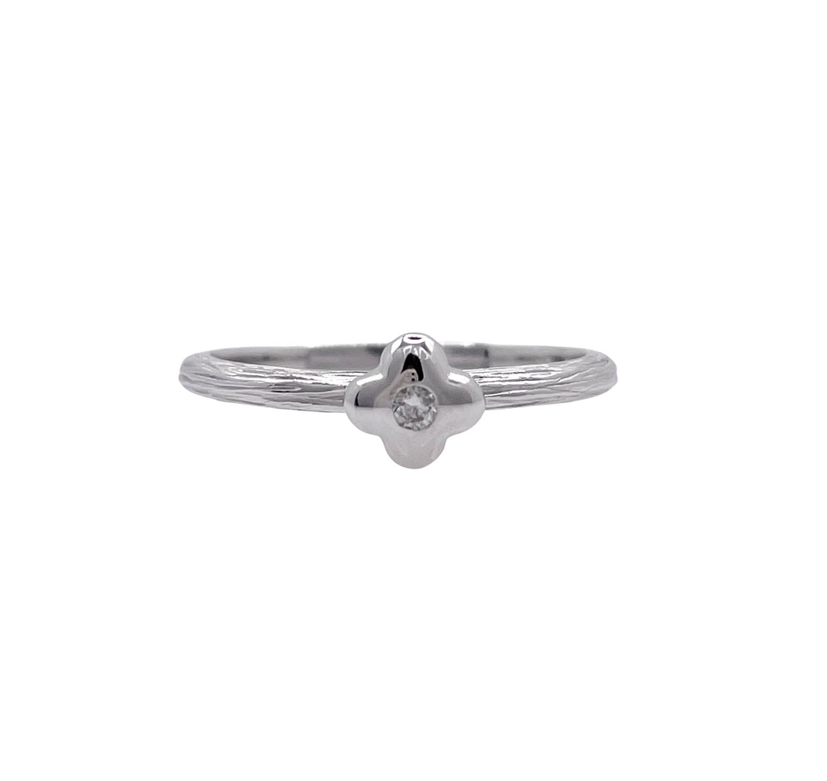 JAY FEDER 14K WHITE GOLD DIAMOND TEXTURED RING