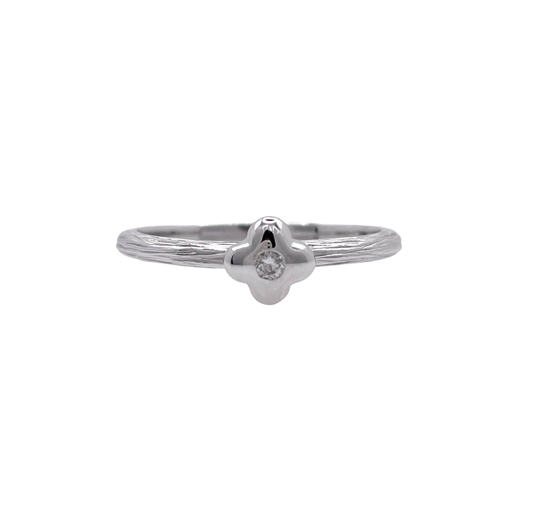 JAY FEDER 14K WHITE GOLD DIAMOND TEXTURED RING