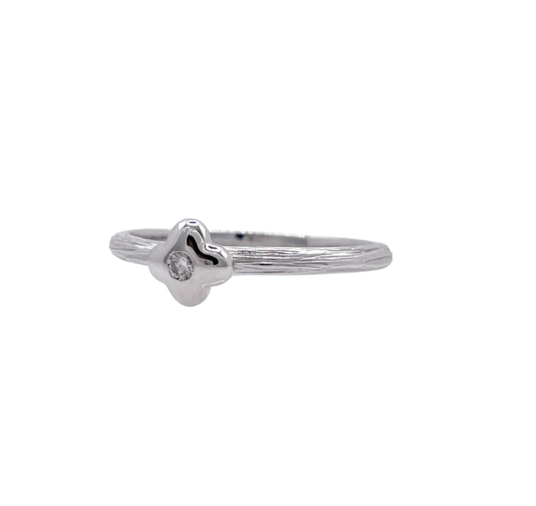 JAY FEDER 14K WHITE GOLD DIAMOND TEXTURED RING