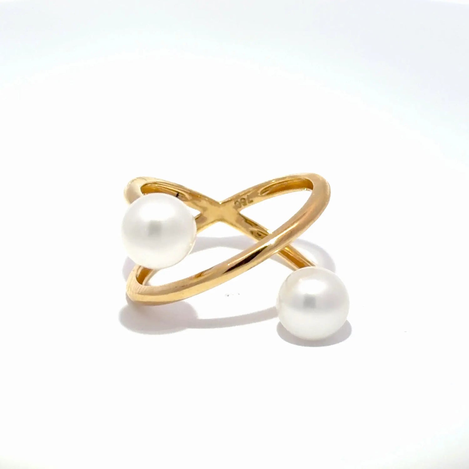 18K Yellow Gold Pearl Crossover Wrap Ring