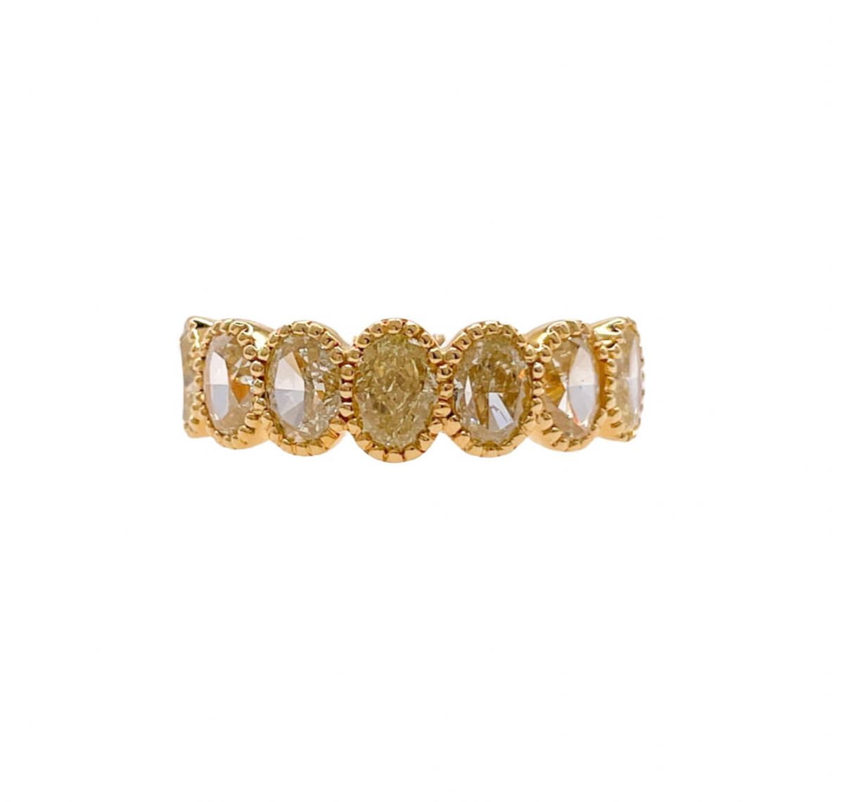 JAY FEDER 18K YELLOW GOLD YELLOW OVAL DIAMOND HALFWAY BAND RING 
