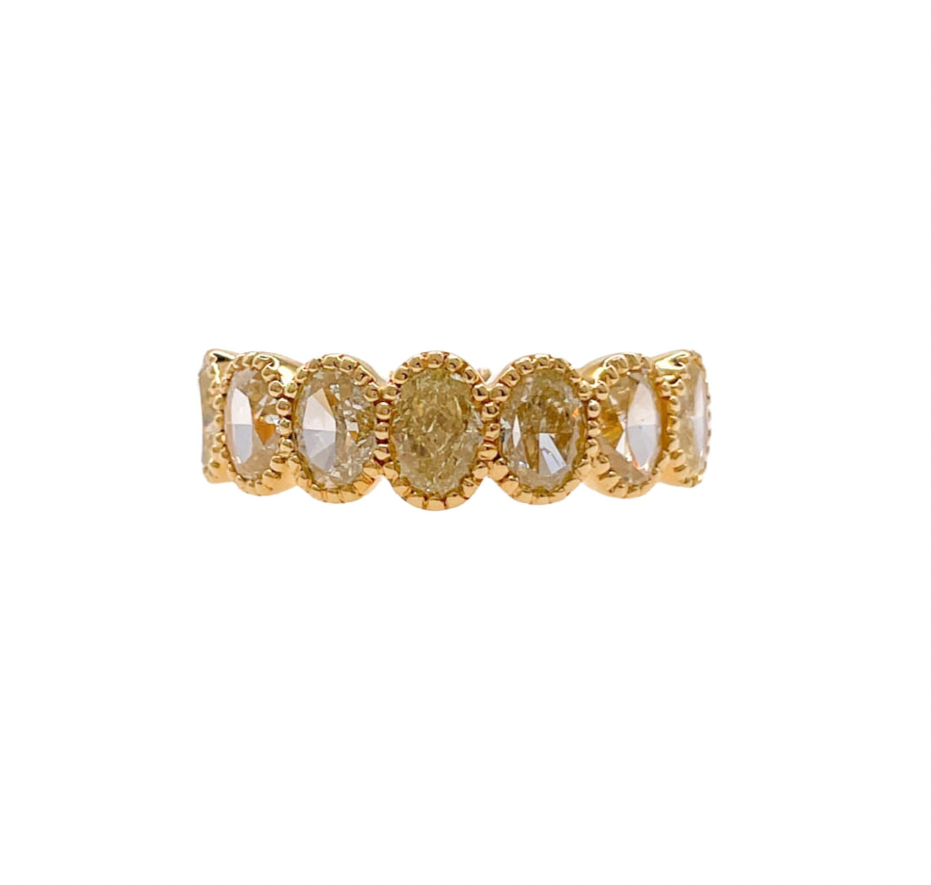 JAY FEDER 18K YELLOW GOLD YELLOW OVAL DIAMOND HALFWAY BAND RING 