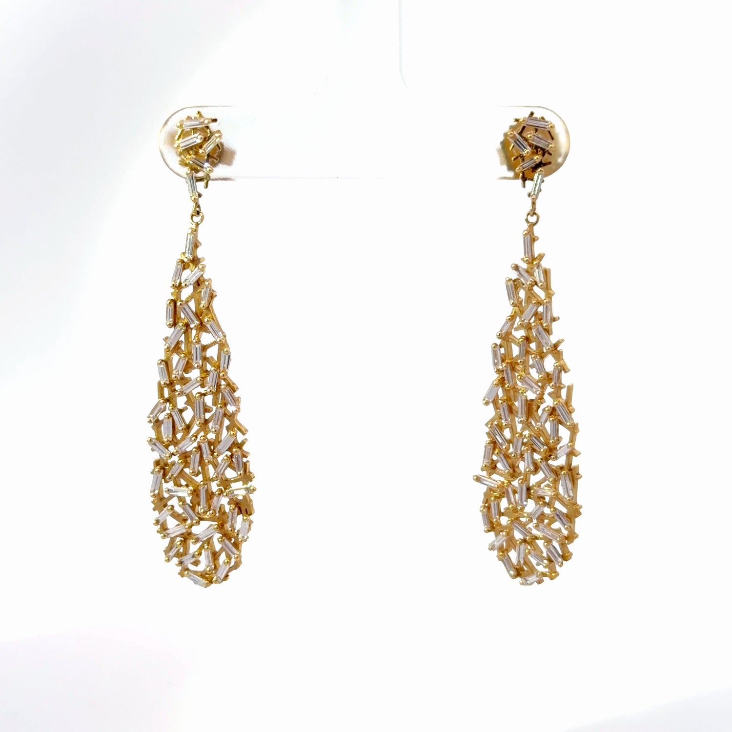 Suzanne Kalan 18K Yellow Gold Firework Diamond Pear Drop Earrings