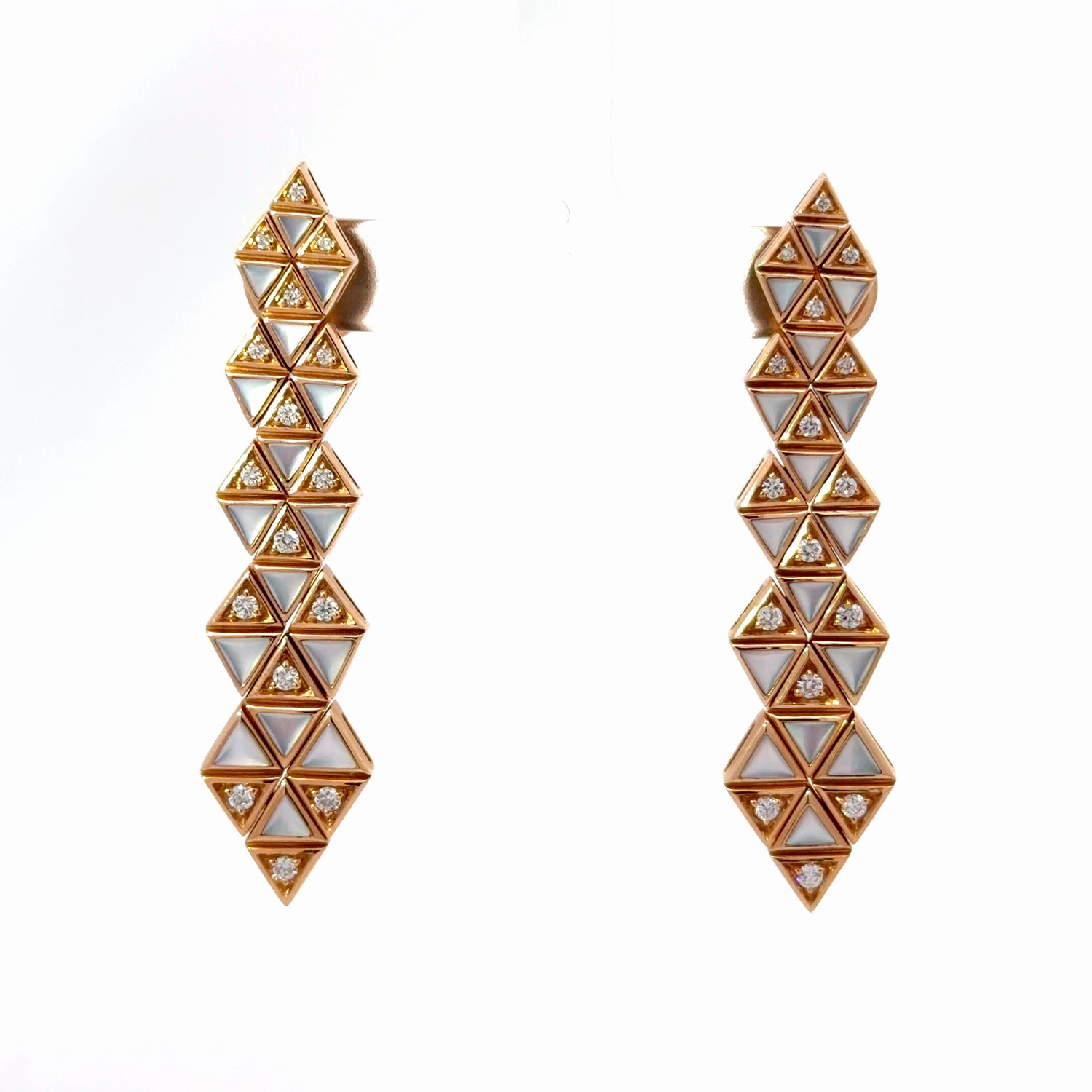 Sofragem 18K Rose Gold Moonstone Diamond Triangular Drop Earrings