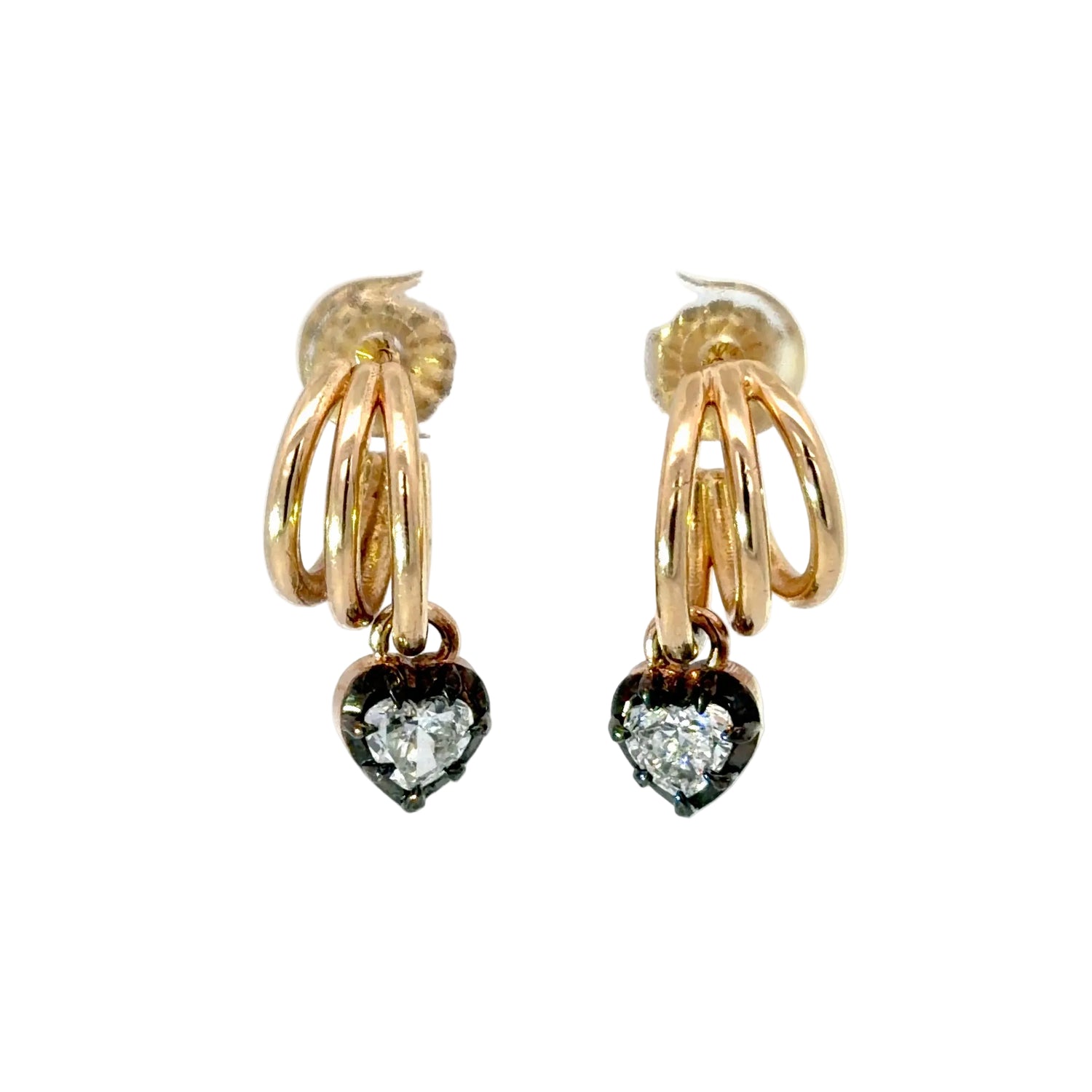 14K Yellow Gold Lab Diamond Heart Huggie Earrings – 1.50 CTW