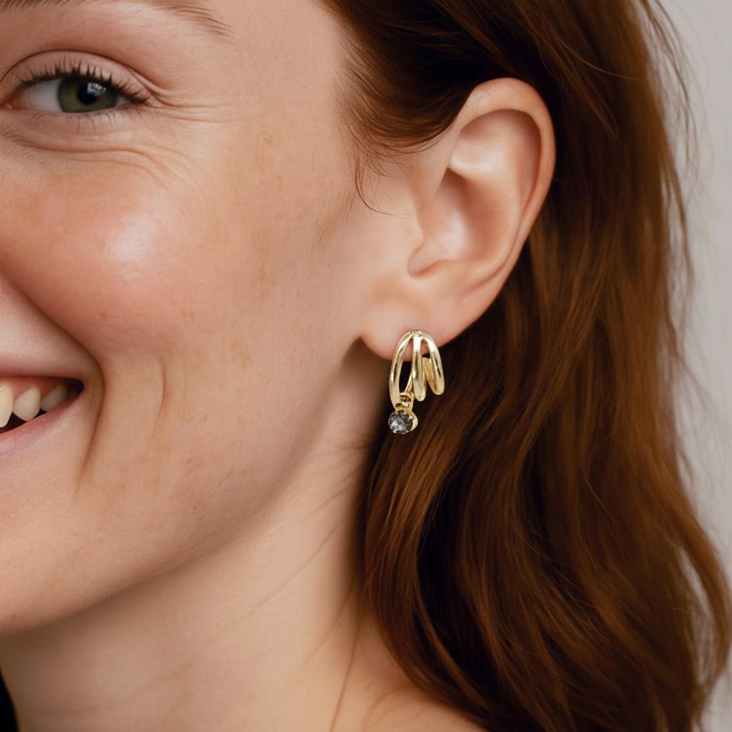 14K Yellow Gold Three-Row Diamond Drop Earrings – 0.23 CTW