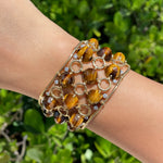 Aletto Brothers 18k Yellow Gold Pyramid Tigers Eye & Diamond Bracelet - Jay Feder Jewelers