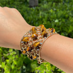 Aletto Brothers 18k Yellow Gold Pyramid Tigers Eye & Diamond Bracelet - Jay Feder Jewelers