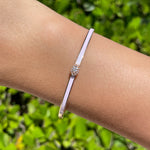 JAY FEDER 18K ROSE GOLD DIAMOND PINK ENAMEL BANGLE BRACELET