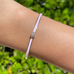 JAY FEDER 18K ROSE GOLD DIAMOND PINK ENAMEL BANGLE BRACELET