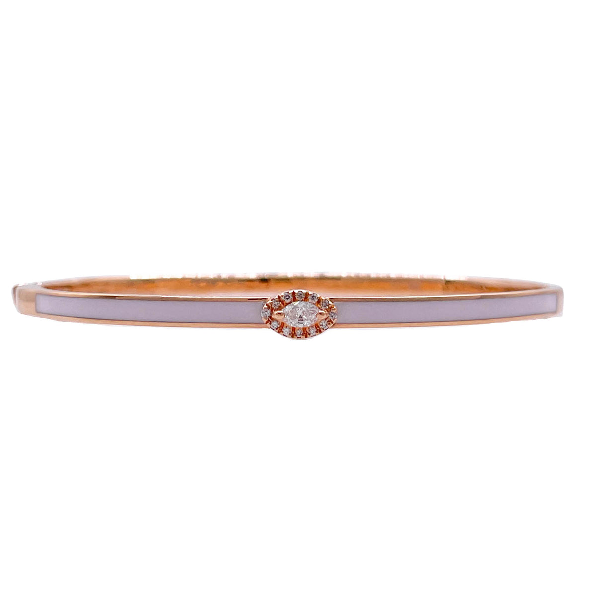 JAY FEDER 18K ROSE GOLD DIAMOND PINK ENAMEL BANGLE BRACELET