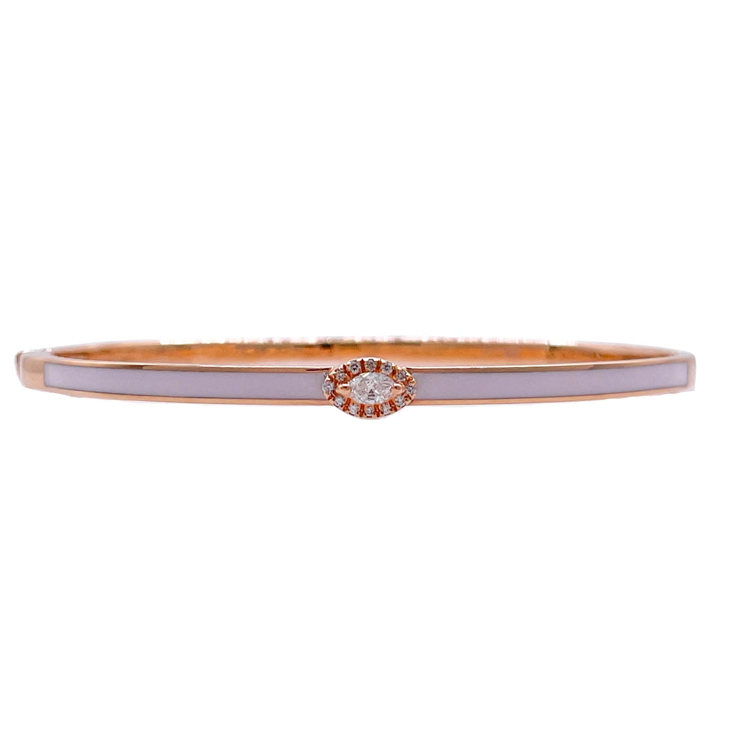 JAY FEDER 18K ROSE GOLD DIAMOND PINK ENAMEL BANGLE BRACELET