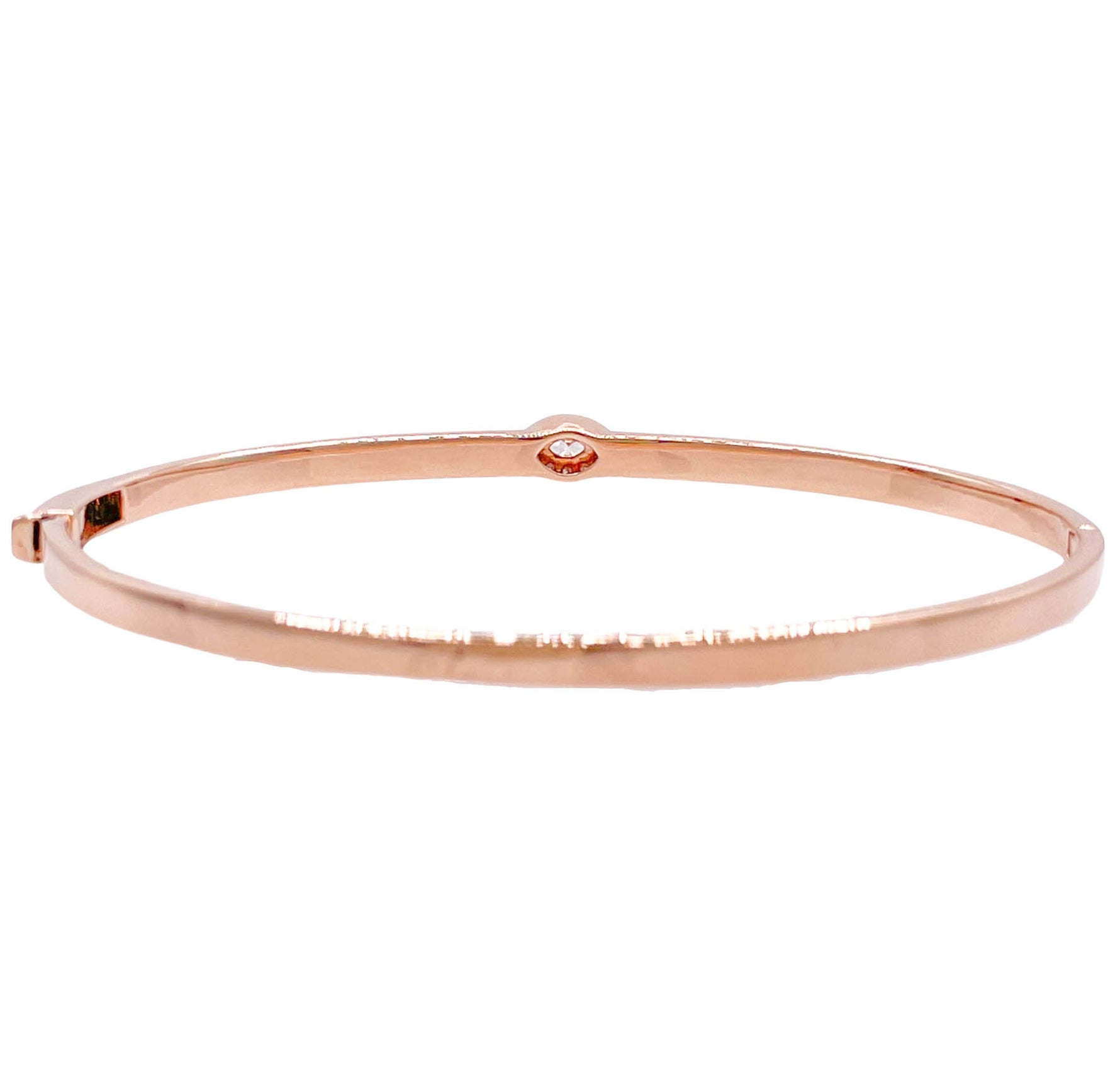 JAY FEDER 18K ROSE GOLD DIAMOND PINK ENAMEL BANGLE BRACELET