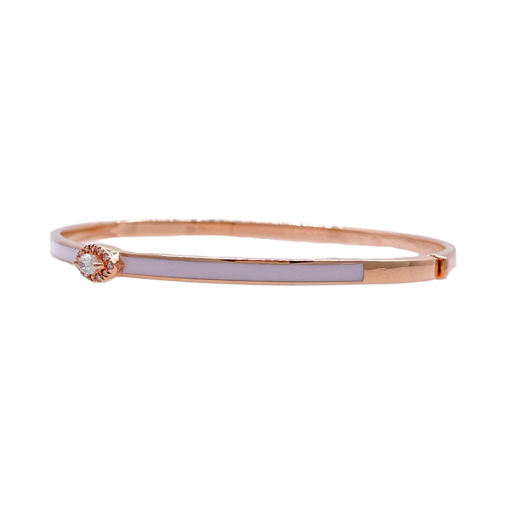 JAY FEDER 18K ROSE GOLD DIAMOND PINK ENAMEL BANGLE BRACELET